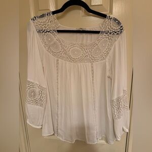 Joie White Lace Detail Blouse